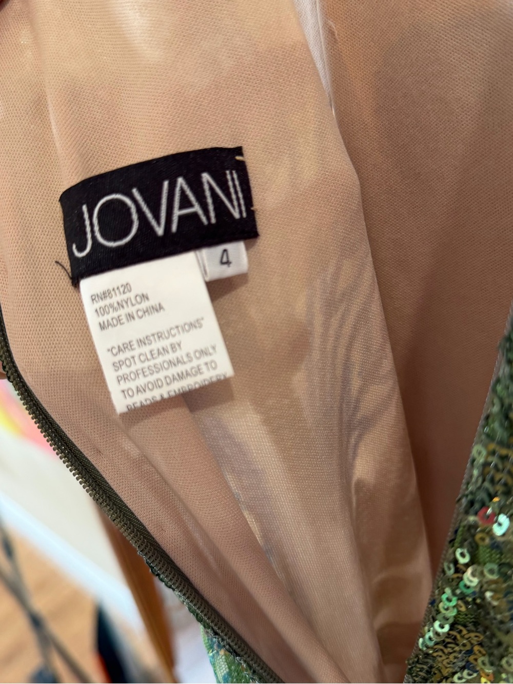 NWT JOVANI Green High Glam Sequin Prom Gown 22770 ~ Size 4 ~ Retail $829 - Picture 8 of 14